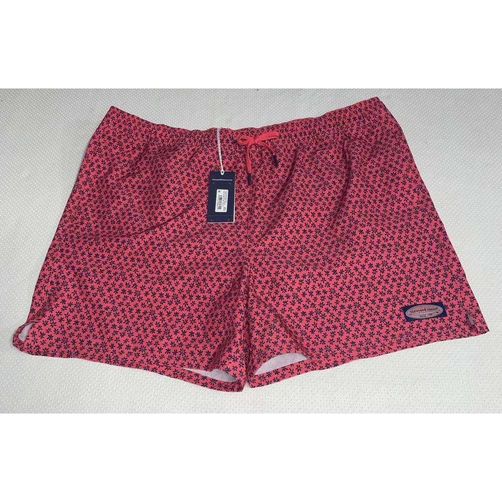 Vineyard Vines Mens XL Printed Swim Trunks Hibiscus Pink‎ Floral NWT